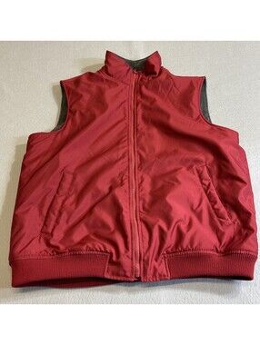 Chaps Men's Vest Large Red Polyester Fleece-Lined Elastic Hem Full-Zip Jacket